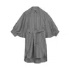 Inavati Women's Blue Navy Melange Asymmetrical Dress With Wide Sleeves