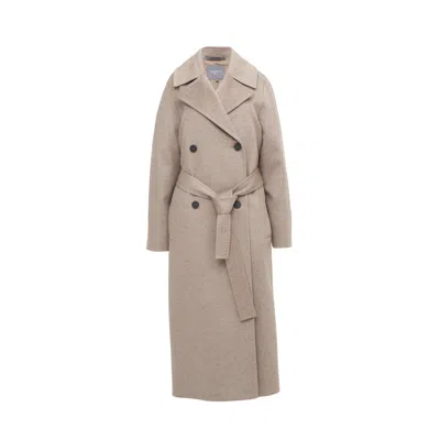 Inavati Women's Brown Cappuccino Belted Wool Coat
