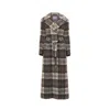 Inavati Women's Brown Checked Maxi Coat With Meida Padding In Brown