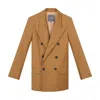 Inavati Women's Brown Double-breasted Camel Blazer In Brown