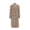 Inavati Women's Brown Double-breasted Wool Coat In Cacao Melange In Brown