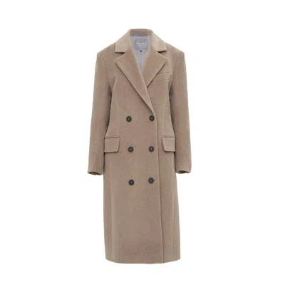 Inavati Women's Brown Double-breasted Wool Coat In Cacao Melange