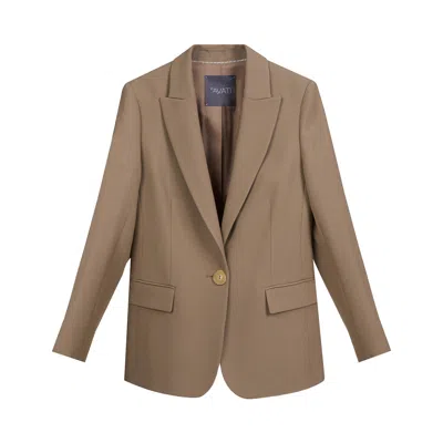 Inavati Women's Brown Single-breasted Mocha Jacket