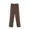 Inavati Women's Brown Wool Straight Cocoa Trousers In Brown