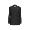 Inavati Women's Grey Striped Double-breasted Jacket In Grey