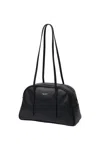 Inavati Women's Leather Black Handbag With Long Handles In Black