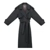 Inavati Women's Long Belted Dark Grey Wool Coat In Gray
