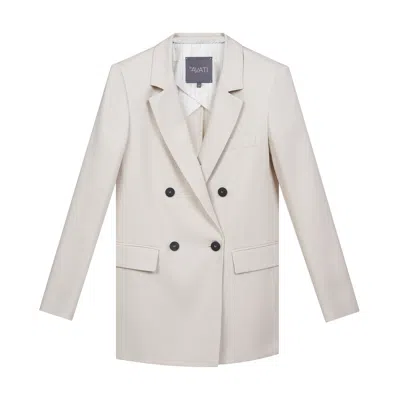 Inavati Women's Neutrals Double-breasted Straight Jacket In Milk