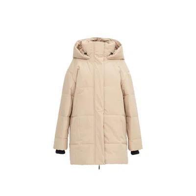 Inavati Women's Neutrals Quilted Sand Short Coat With Hood In Multi