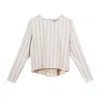Inavati Women's Neutrals Striped Blouse With Pleat In The Back