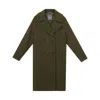 Inavati Women's Straight Greenish Brown Coat With Angora In Green