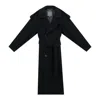 Inavati Women's Grey Unisex Long Anthracite Double-breasted Wool Coat In Blue