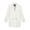 Inavati Women's White Double-breasted Ecru Jacket With Two Splits