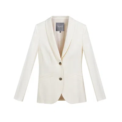 Inavati Women's White Fitted Ecru Jacket With Shawl-collar