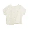Inavati Women's White Milk-shade Blouse With Asymmetrical Applique