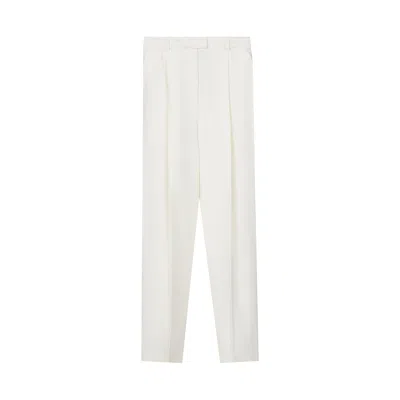 Inavati Women's White Tapered Ecru Trousers With Pleat