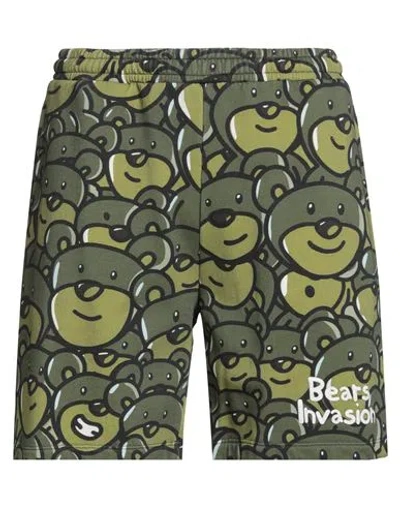 Inbetweeners Man Shorts & Bermuda Shorts Military Green Size Xl Cotton