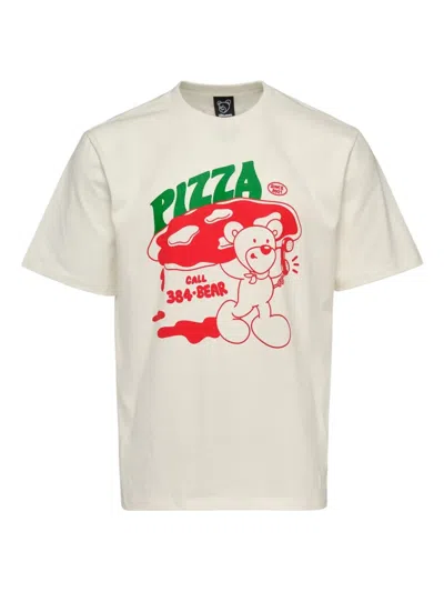 Inbetweeners Pizza Bear Graphic T-shirt In White