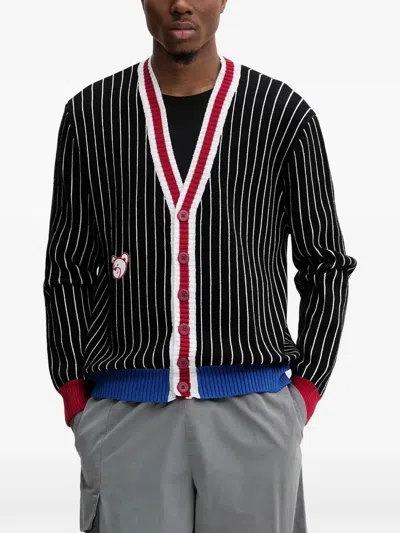 Inbetweeners Striped Appliqué Cardigan In Multi