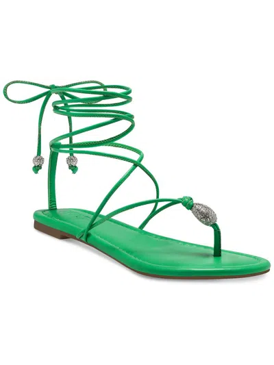 Inc Amilie Womens Faux Leather Round Toe Strappy Sandals In Green