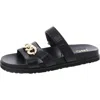 Inc Claren Womens Faux Leather Adjustable Slide Sandals In Black