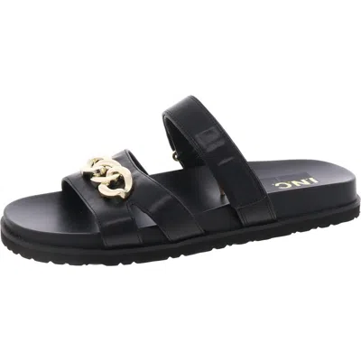 Inc Claren Womens Faux Leather Adjustable Slide Sandals In Black