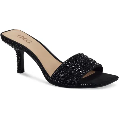 Inc Galle Womens Embellished Rhinestone Slide Sandals In Black