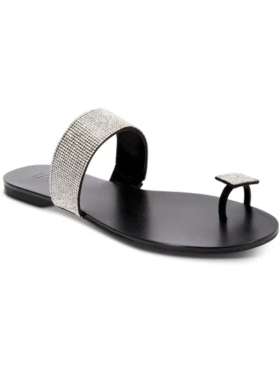 Inc Gavena Womens Faux Leather Slip On Slide Sandals In Silver