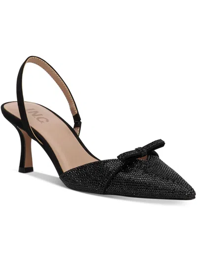 Inc Gelsey Womens Embellished Ankle Strap Slingback Heels In Black