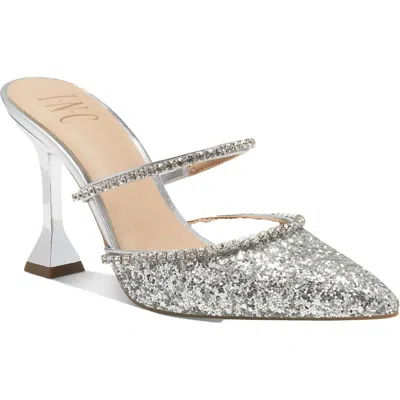 Inc Gylana Womens Glitter Block Heels In Silver