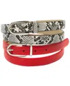 Inc International Concepts 2-pk Snake & Solid Belt, Created For Macy's In Black Whit