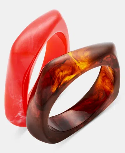 Inc International Concepts 2-pc. Set Bangle Bracelets, Macy's Exclusive In Red