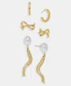 Inc International Concepts 3-pc. Set Pave & Imitation Pearl Earrings, Macy's Exclusive In Gold