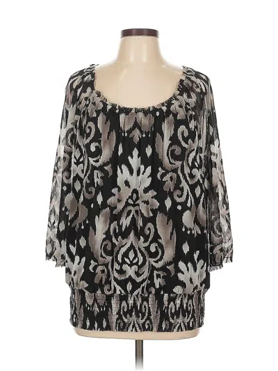 Pre-owned Inc International Concepts 3/4 Sleeve Blouse In Black