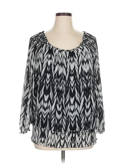 Pre-owned Inc International Concepts 3/4 Sleeve Blouse In Black