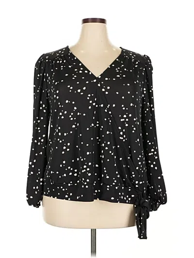 Pre-owned Inc International Concepts 3/4 Sleeve Blouse In Black