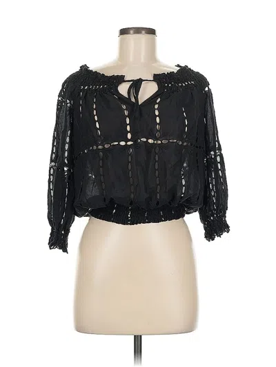 Pre-owned Inc International Concepts 3/4 Sleeve Blouse In Black