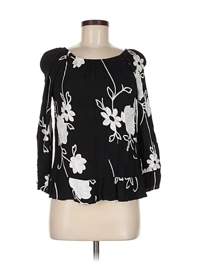 Pre-owned Inc International Concepts 3/4 Sleeve Blouse In Black