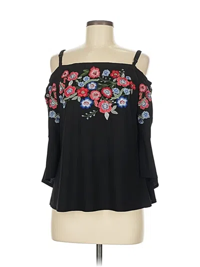 Pre-owned Inc International Concepts 3/4 Sleeve Blouse In Black