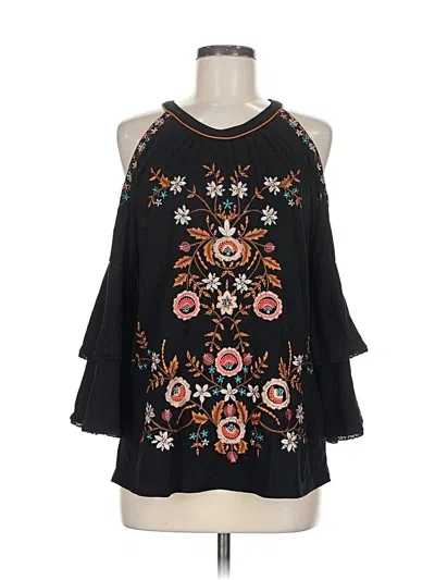 Pre-owned Inc International Concepts 3/4 Sleeve Blouse In Black