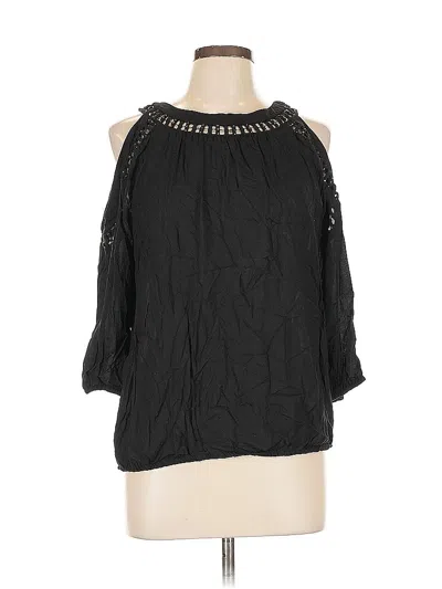 Pre-owned Inc International Concepts 3/4 Sleeve Blouse In Black