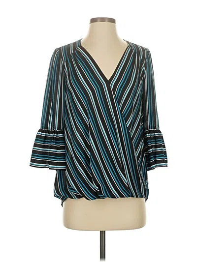 Pre-owned Inc International Concepts 3/4 Sleeve Blouse In Blue