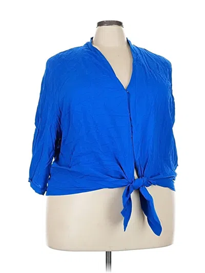 Pre-owned Inc International Concepts 3/4 Sleeve Blouse In Blue