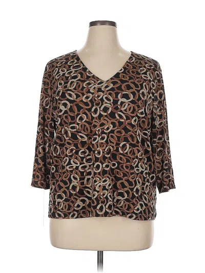 Pre-owned Inc International Concepts 3/4 Sleeve Blouse In Brown