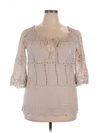 Pre-owned Inc International Concepts 3/4 Sleeve Blouse In Brown