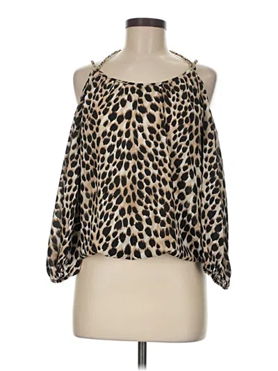 Pre-owned Inc International Concepts 3/4 Sleeve Blouse In Brown