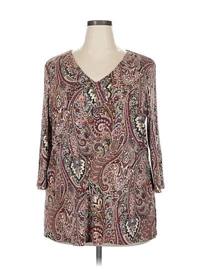 Pre-owned Inc International Concepts 3/4 Sleeve Blouse In Burgundy