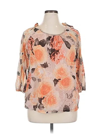 Pre-owned Inc International Concepts 3/4 Sleeve Blouse In Orange