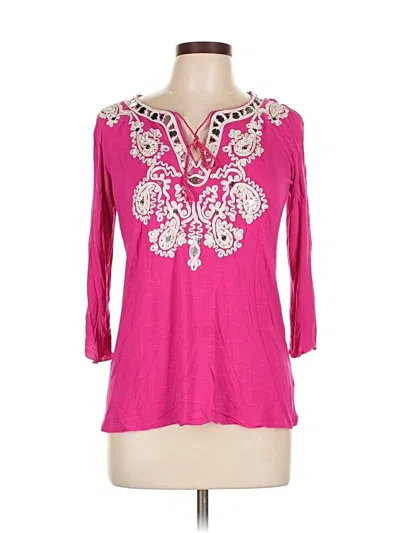 Pre-owned Inc International Concepts 3/4 Sleeve Blouse In Pink