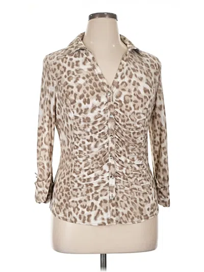 Pre-owned Inc International Concepts 3/4 Sleeve Blouse In Tan